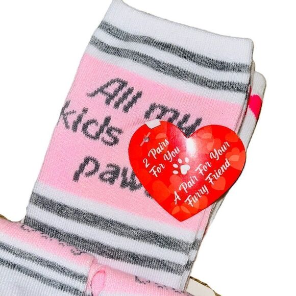 Valentine’s Day Pink & Red Heart Matching Dog & Owner Sock Set for Large Breeds - Picture 3 of 9